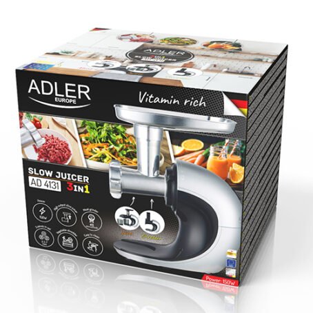 AD 4131 : Adler Slow-speed juicer 3in1 – Meat mincer, Juicer, Vegetable grater