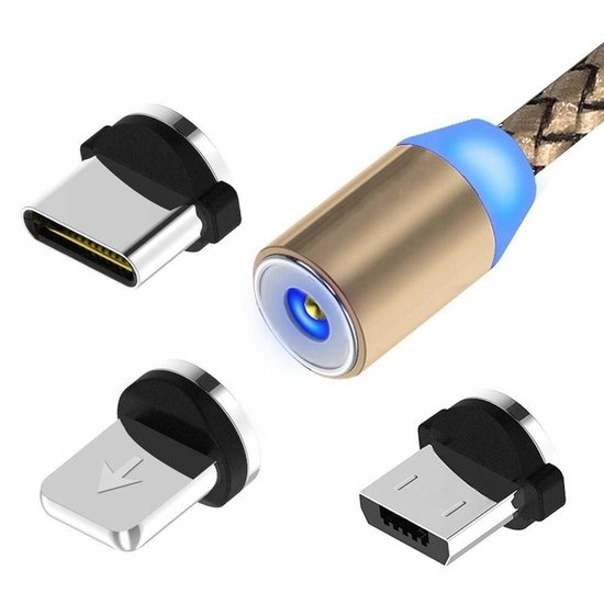 Magnetyczny kabel do szybkiego ładowania | 3w1 micro USB, TPC, Lightning