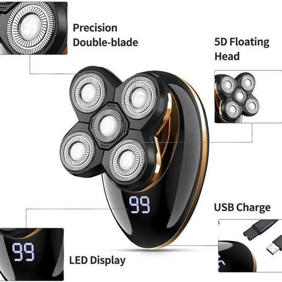 5-w-1 Męska golarka elektryczna | Wodoodporna, bezprzewodowa i wielofunkcyjna