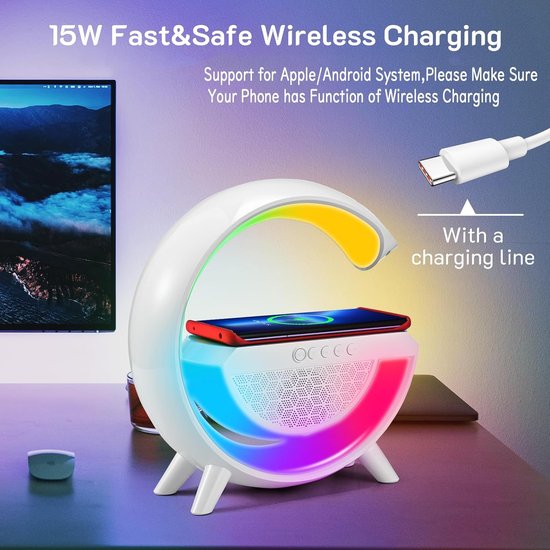 500 : LED Lamp with Charger QI and Bluetooth Speaker