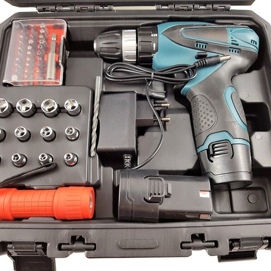395 : ADM Cordless screwdriver + two batteries 36V, set 77pcs