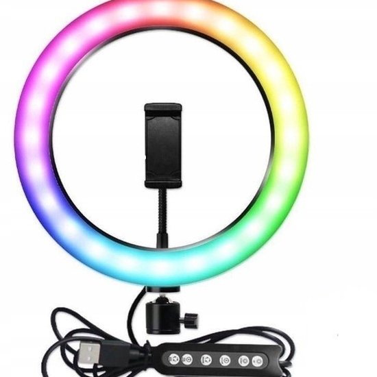 Lampa Pierścieniowa LED RGB z Regulowanym Statywem