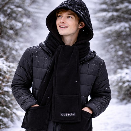 7028-2 : Scoodie Detachable Hooded Scarf- black- size L