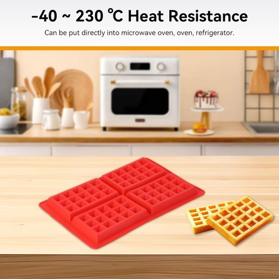 077 : Multi-Use Silicone Waffle & Snack Mold – 4-Section Baking Tray