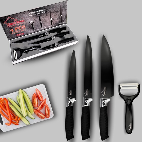 4-Częściowy zestaw noży ceramicznych czarny