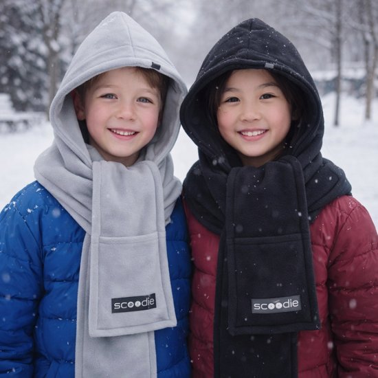 7031-1 : Scoodie Detachable Hooded Scarf - light gray- size R