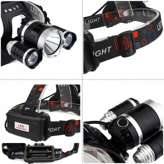 419 : Powerful 3 x led t6 cree headlamp