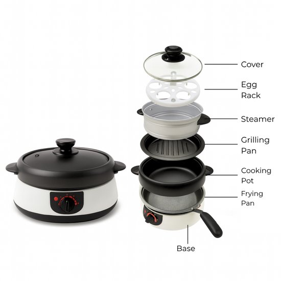 2127 : 1,5L Multicooker - 8 Functions: Steam, Fry, Boil, Bake and More