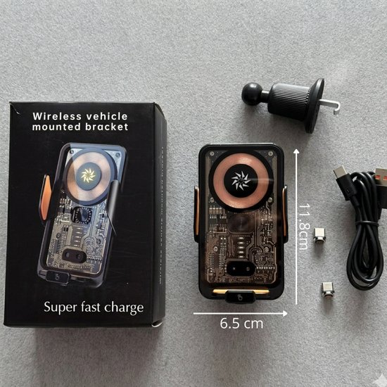 7066 : 15W car phone holder with wireless charging