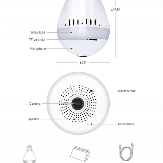 132 : 360° Smart Bulb Camera with WiFi & Two-Way Audio – 2MP HD Surveillance