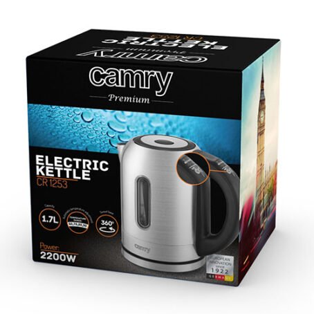CR 1253 : Camry Kettle metal 1,7 L with temp. regul. and color changer
