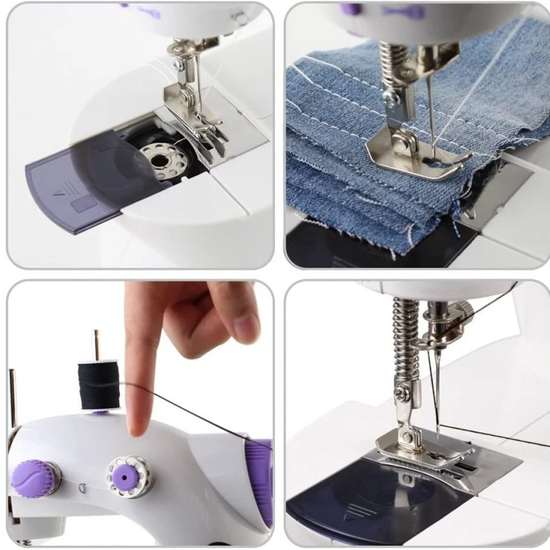 229 : Mini electric sewing machine – portable with pedal, lighting & accessories