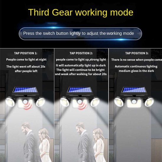 099 : Triple solar lamp with motion and dusk sensor