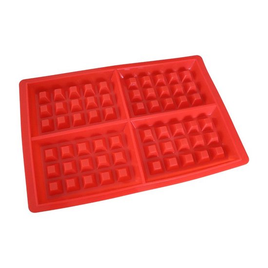 077 : Multi-Use Silicone Waffle & Snack Mold – 4-Section Baking Tray