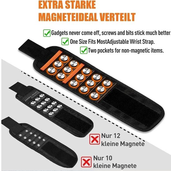 534 : Magnetic wrist band for tools | bits, drills, nails