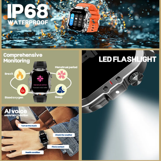 6093 : Smartwatch V17 waterproof | built-in flashlight