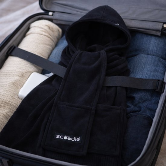 7028-2 : Scoodie Detachable Hooded Scarf- black- size L