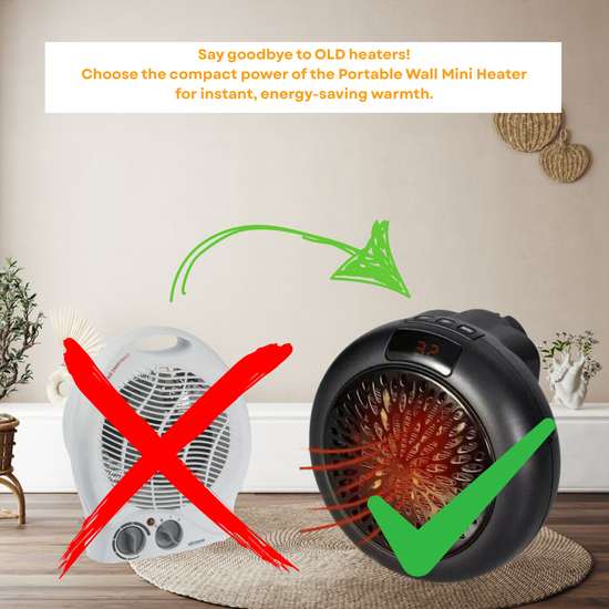 137 : Portable Wall Mini Electric Heater 900W with Remote Control-Black