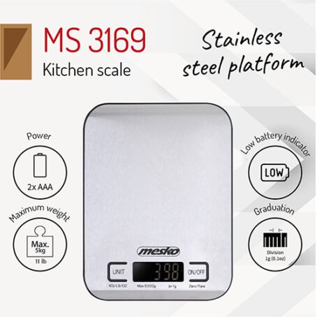 MS 3169 : Mesko Kitchen scale – INOX