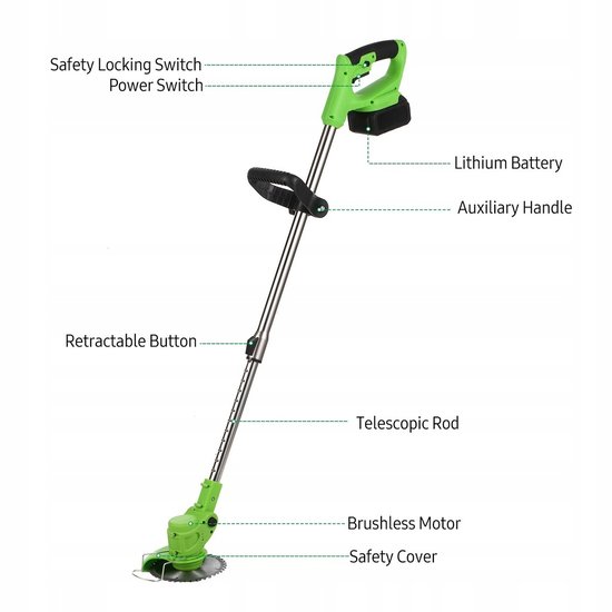 456 : ADM Cordless lawn trimmer with lithium battery | 2 lithium batteries