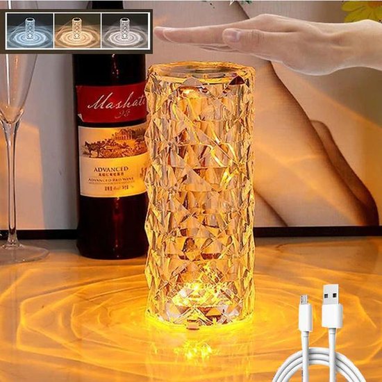 451 : Crystal diamond lamp rose effect usb + remote