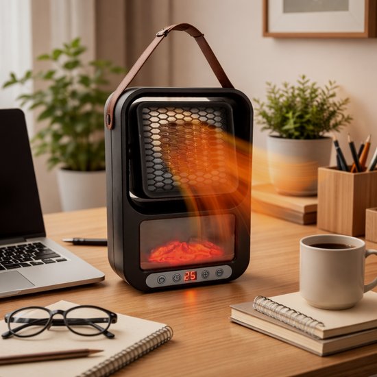 6073 : Portable Electric heater with LED Fireplace | Remote included