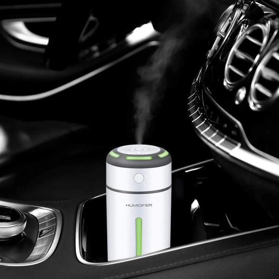Przenośny Nawilżacz Powietrza i Oczyszczacz LED do Samochodu 230 ml - Biały