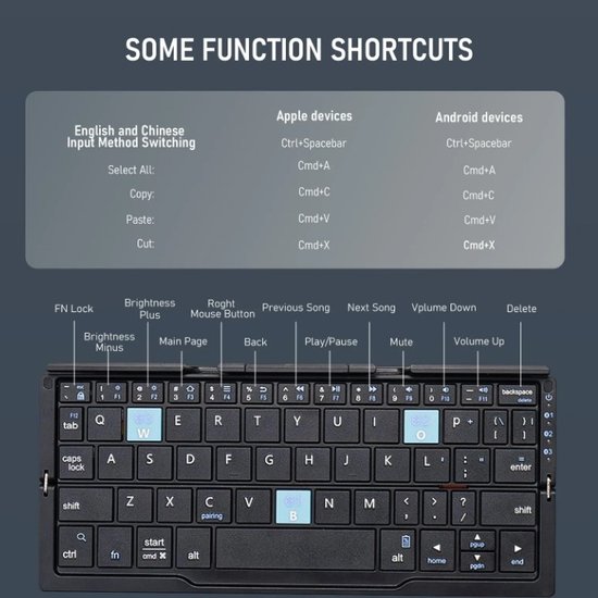 531 : Ultra-thin foldable wireless keyboard | QWERTY