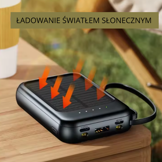 4-w-1 Solarny Powerbank- 10 000 mAh