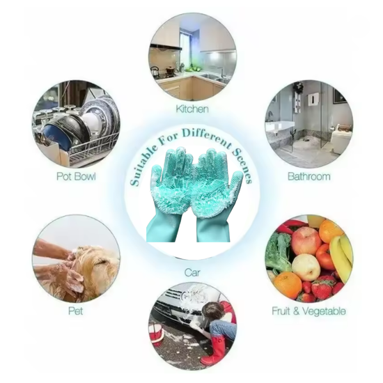 074 : Multipurpose silicone scrubbing gloves-turquoise