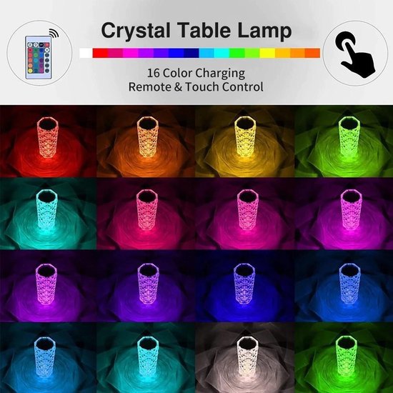 451 : Crystal diamond lamp rose effect usb + remote