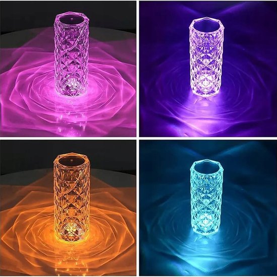451 : Crystal diamond lamp rose effect usb + remote