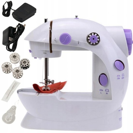 229 : Mini electric sewing machine – portable with pedal, lighting & accessories