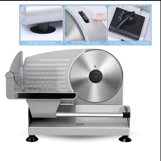 2119 : ADM electric food slicer – adjustable precision slicing for home and professional kitchens