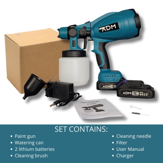537 : ADM cordless paint sprayer 21V | 2 lithium batteries