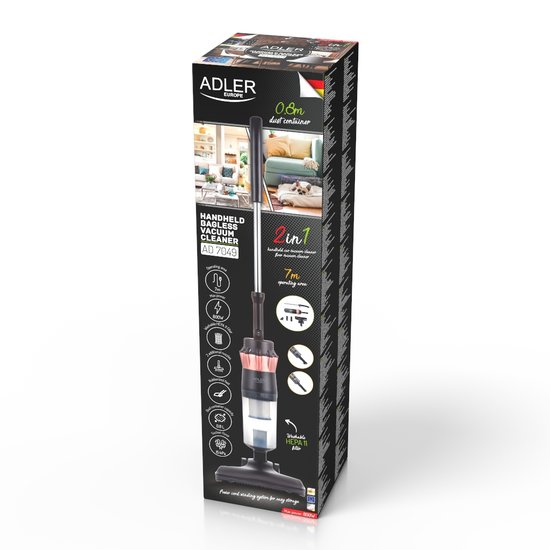 AD 7049 : Adler 2-in-1 handheld bagless vacuum cleaner