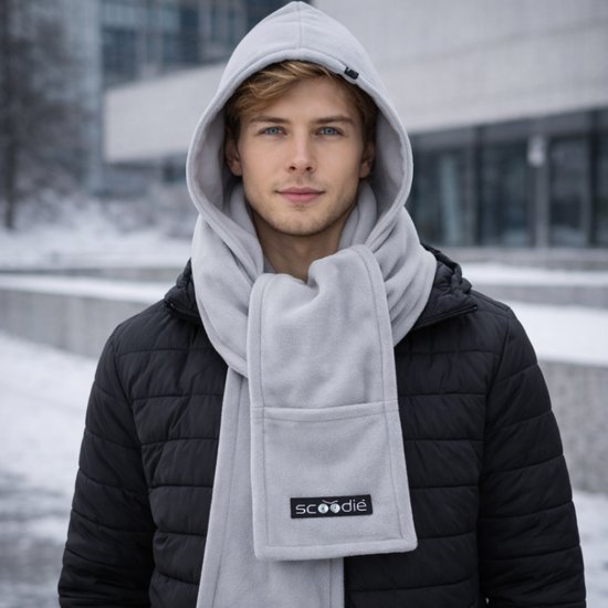 7031-1 : Scoodie Detachable Hooded Scarf - light gray- size R