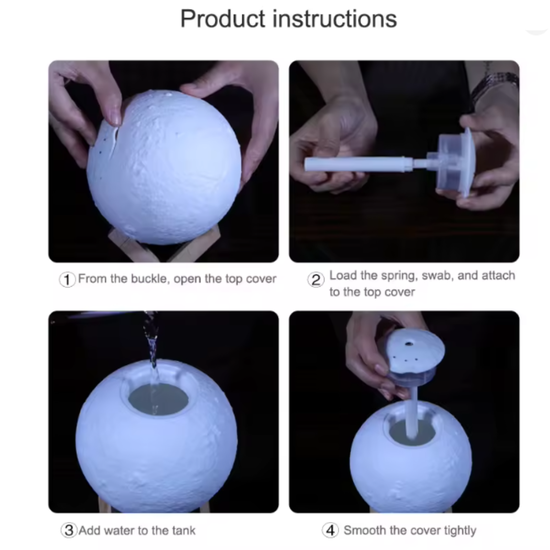 386 : Air humidifier and led moon lamp 2in1