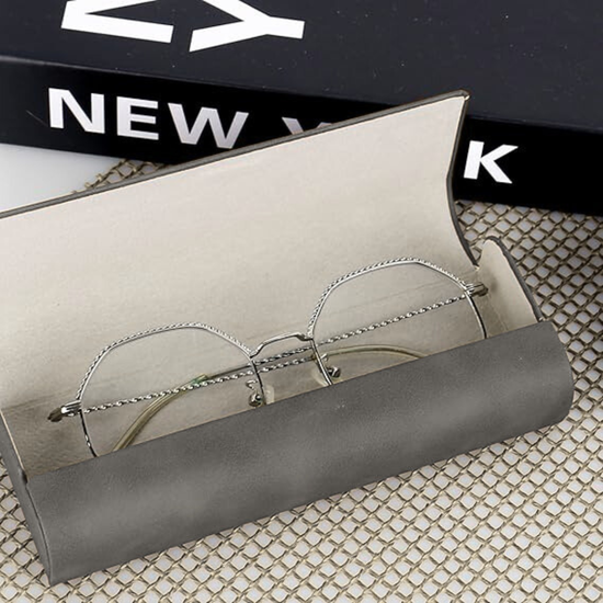 Etui na Okulary ze Skóry PU-kolor szary