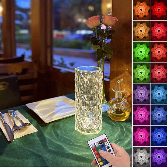 451 : Crystal diamond lamp rose effect usb + remote