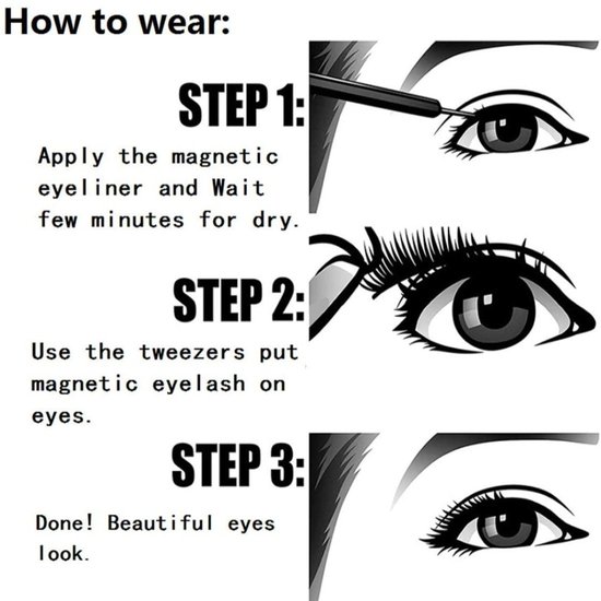 343 : 3D Magnetic Lashes 7 Pairs with Magnetic Eyeliner & Applicator