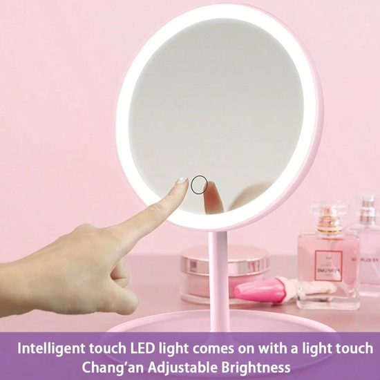 107 : Cosmetic make-up mirror with tricolor LED light