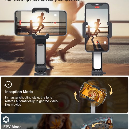 6034 : 2-axis gimbal stabilizer & selfie stick | removable fill light A10