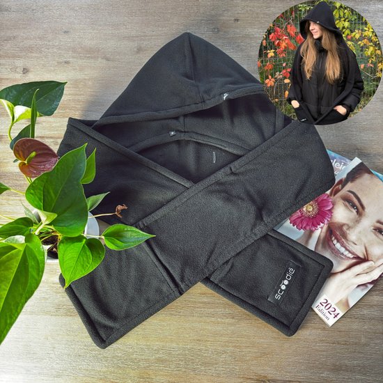 7030-1 : Scoodie Detachable Hooded Scarf-Night Navy-size R